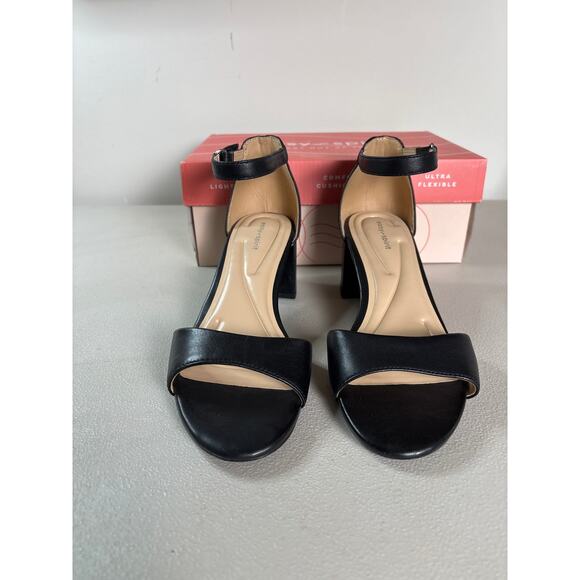 Easy Spirit Ankle Strap Block Heel Sandals Sz 7.5 Black Leather Dressy Career - Picture 3 of 7
